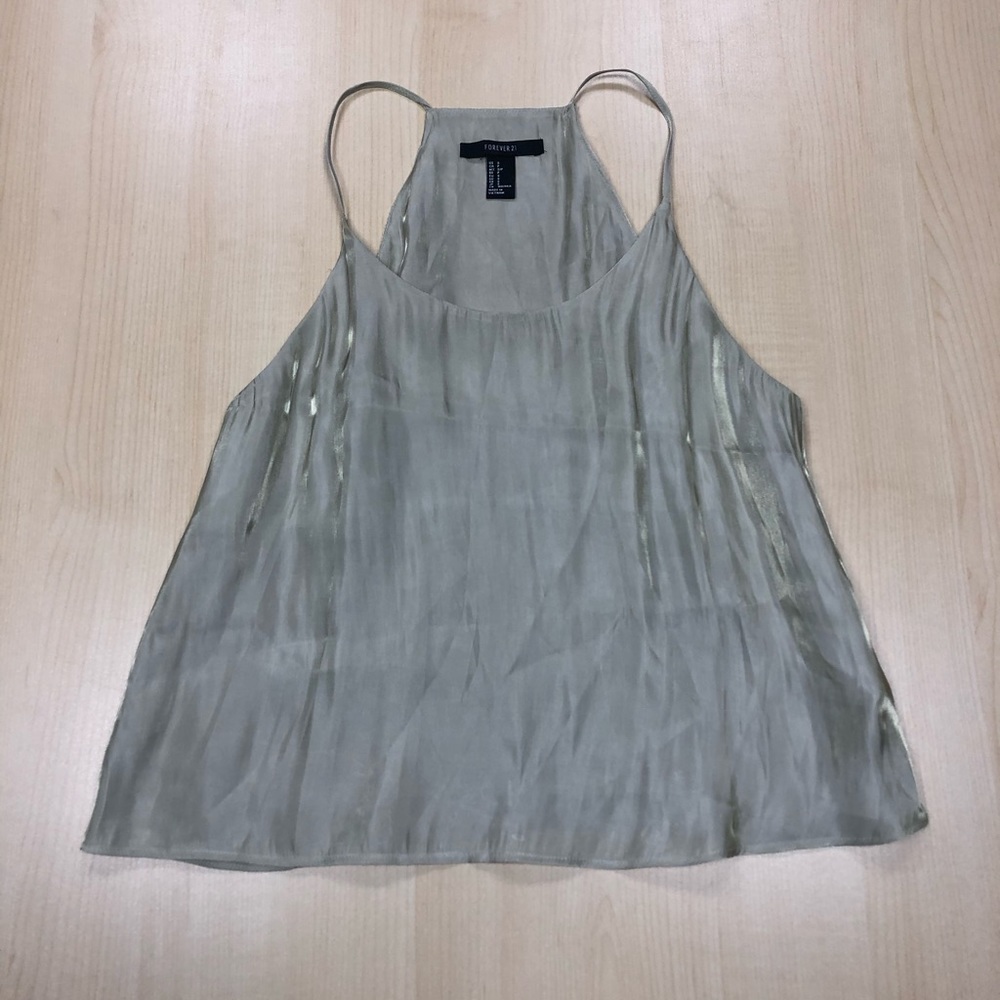 Forever 21 Lime Shimmer Tank Top Small